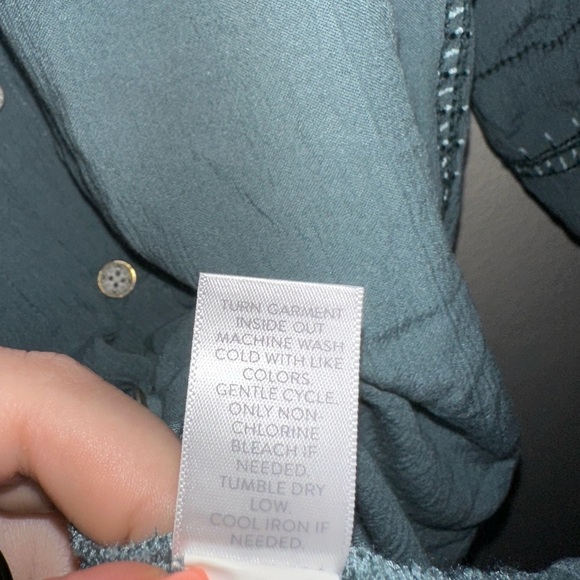 J. Jill blue button front long sleeve top bohemian boho cottagecore spring L - Picture 7 of 9